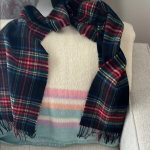 John Henry for LL Bean Plaid Wool Scarf
